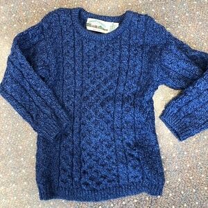Aran Crafts 100% Merino Wool Blue Sweater